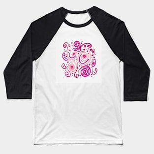 Pink Purple Abstract Line Art Baseball T-Shirt